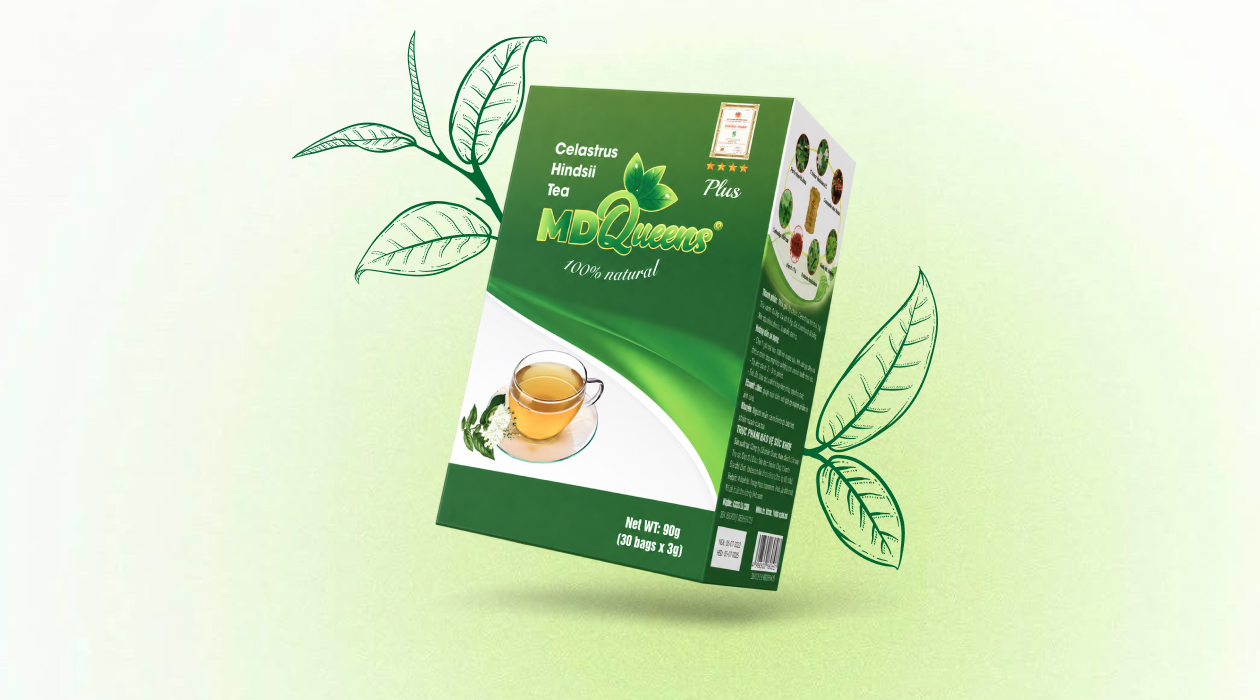 Hộp trà xạ đen MD Queens cùng thảo dược và tách trà